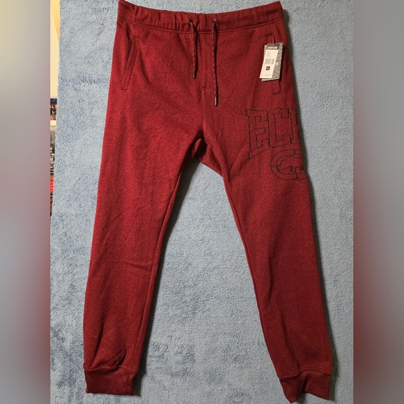 Ecko Unlimited Other - Ecko Unltd Men's XL Sweatpants Maroon Red Black Embroidered Logo Fleece Jogger